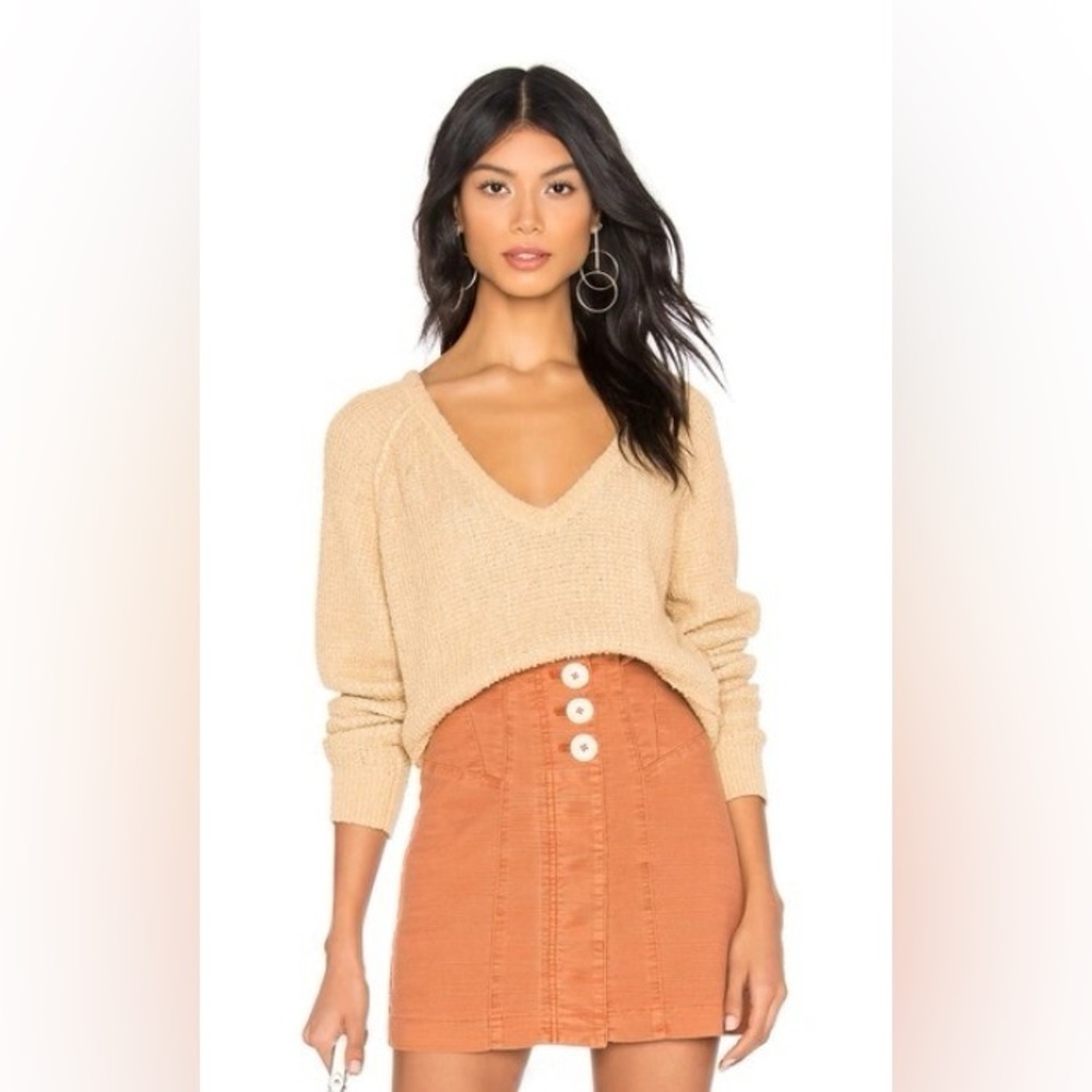 Free People Cropped V-Neck Sweater